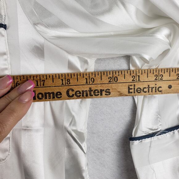 Free People XS Wide Leg Satin Pajama Set Ivory White Stripe Minimalist Basic NWT - Picture 6 of 10